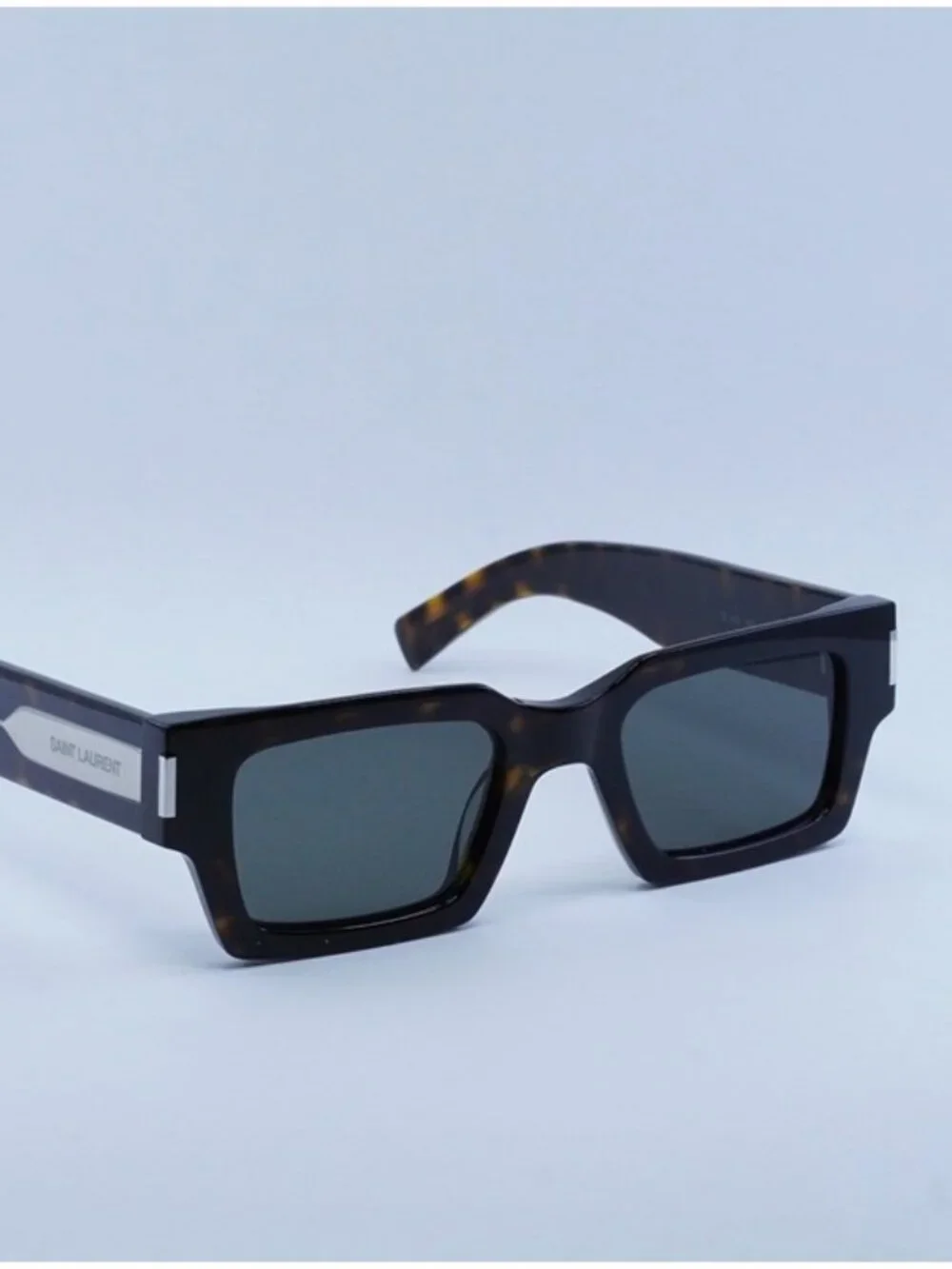 Saint Laurent SL572 002 Sunglasses Havana Square Frame, Grey Lenses
